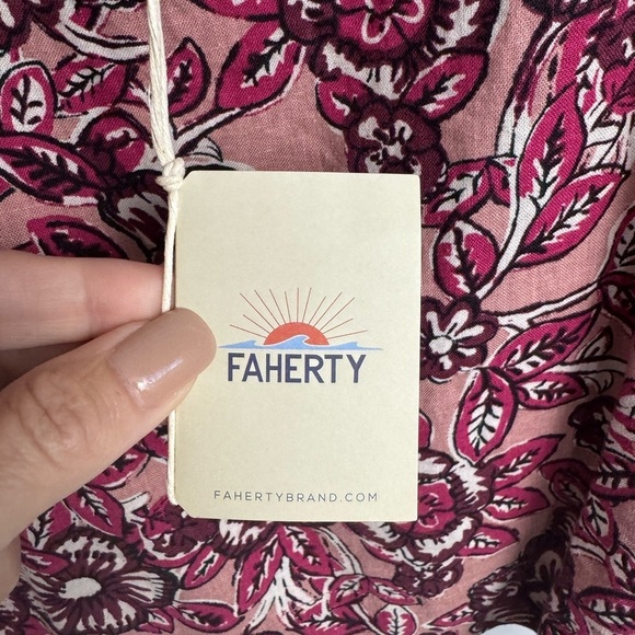 Faherty Pacifica Floral Square Neck Linen Blend Tank NWT Small - Picture 7 of 8